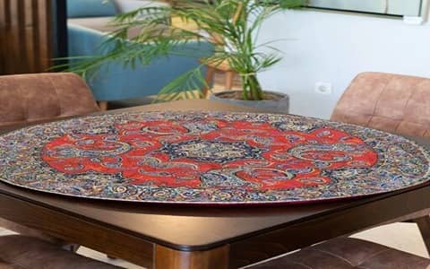 تصویر 1 از رومیزی ترمه دوخته‌ شده دستی ظریف و اصیل